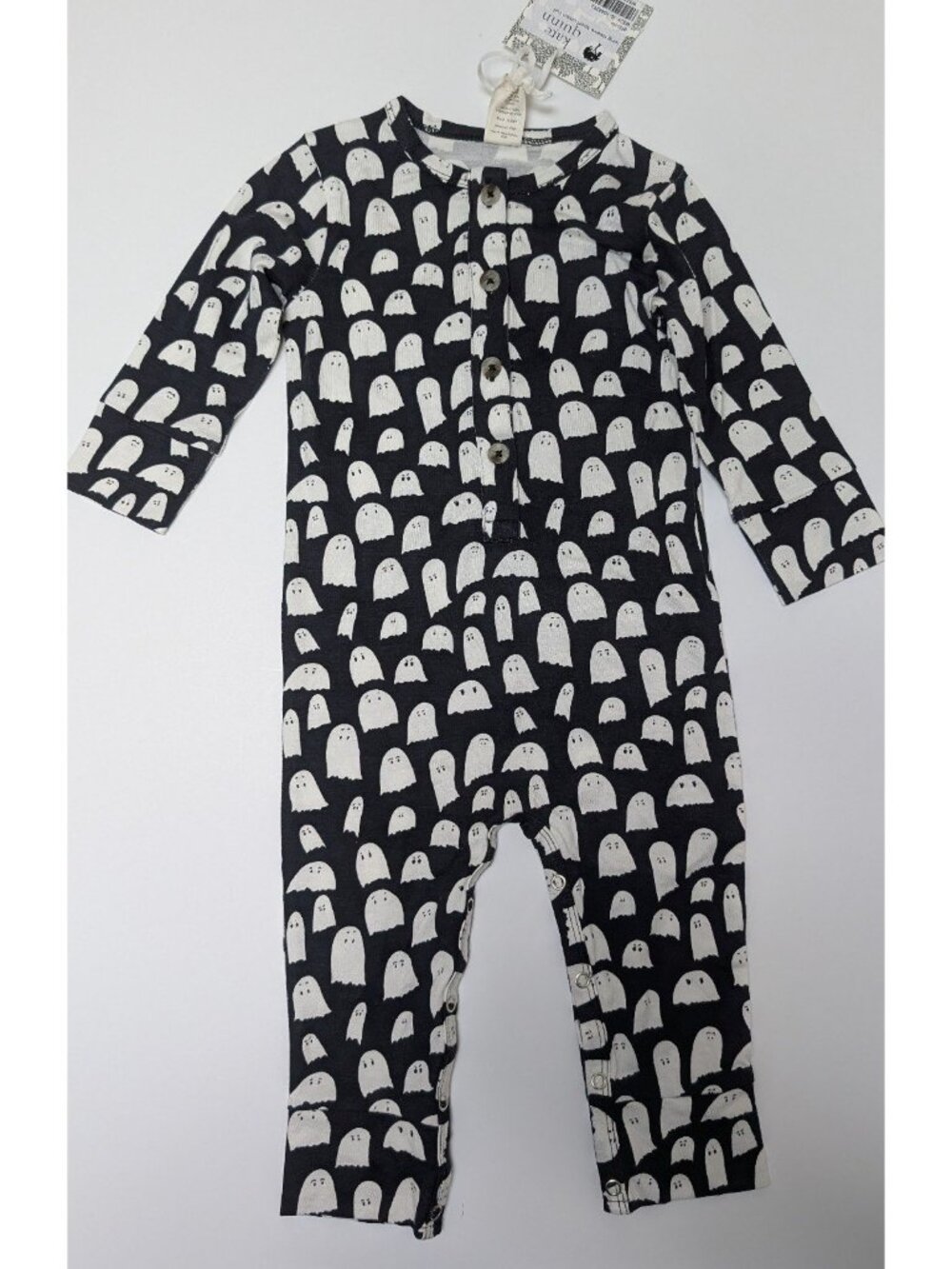 Kate Quinn Bamboo Ghost Jumpsuit Romper 6-12 Months Spooky Halloween Baby